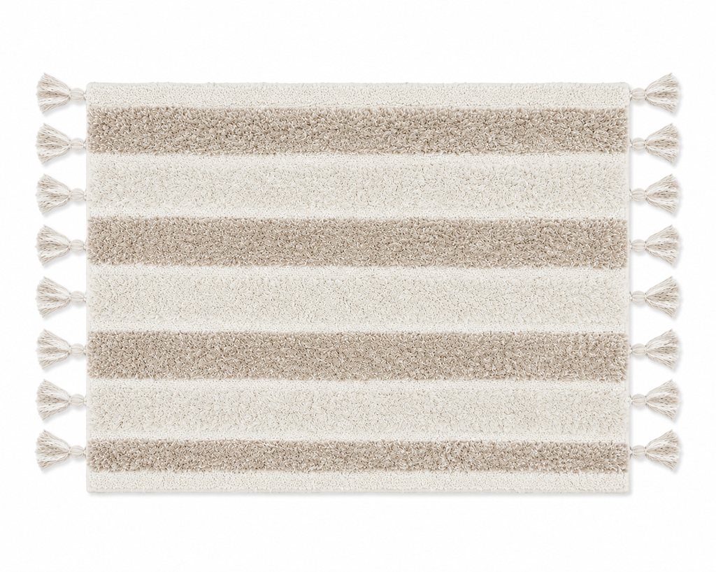 Striped Tassel Bath Mat