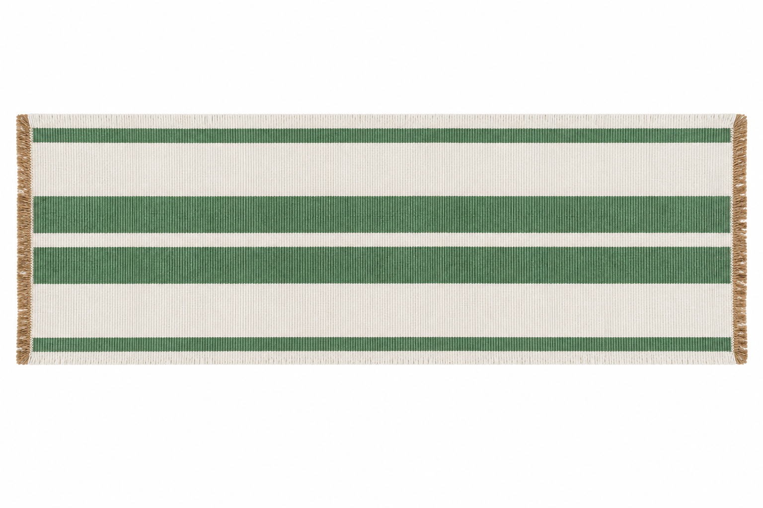 Green Woven Striped Table Runner