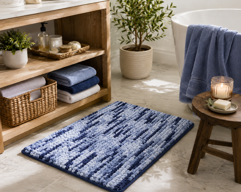 Blue Bobble Bath Mat