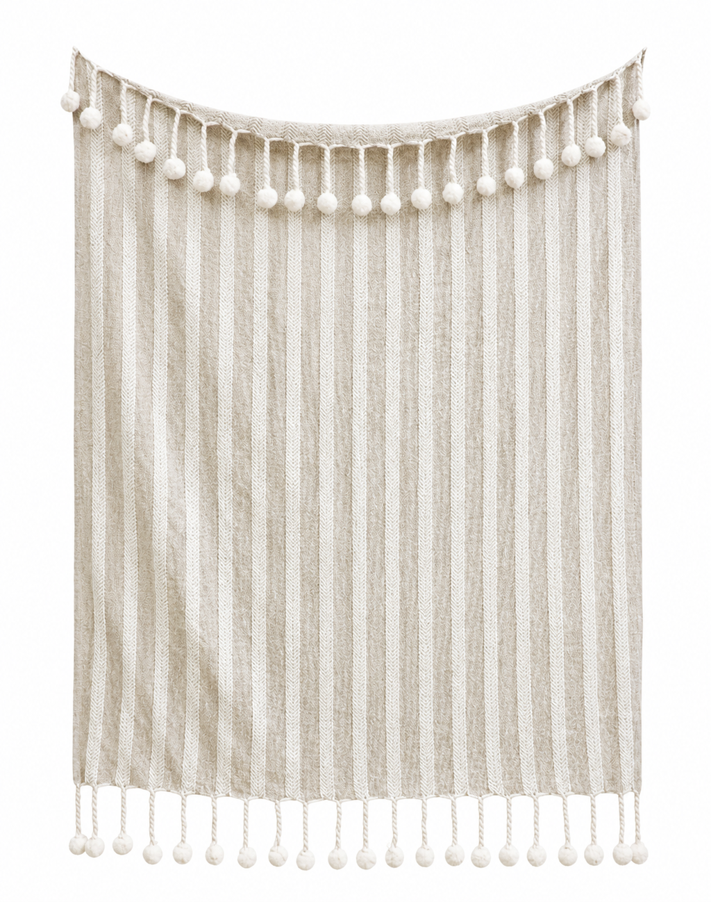 Neutral Striped Woven Tassel Throw