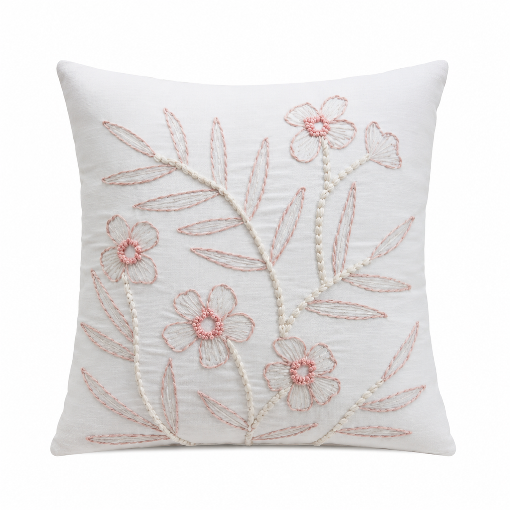 Wistora Floral Embroidered Cushion