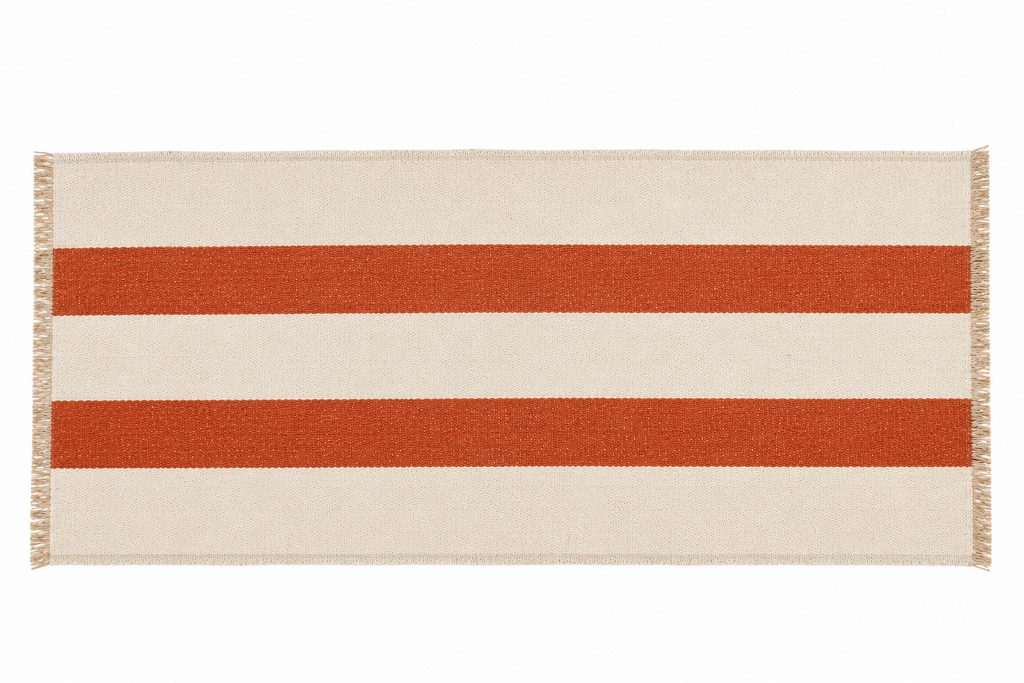 Red Woven Striped Table Runner