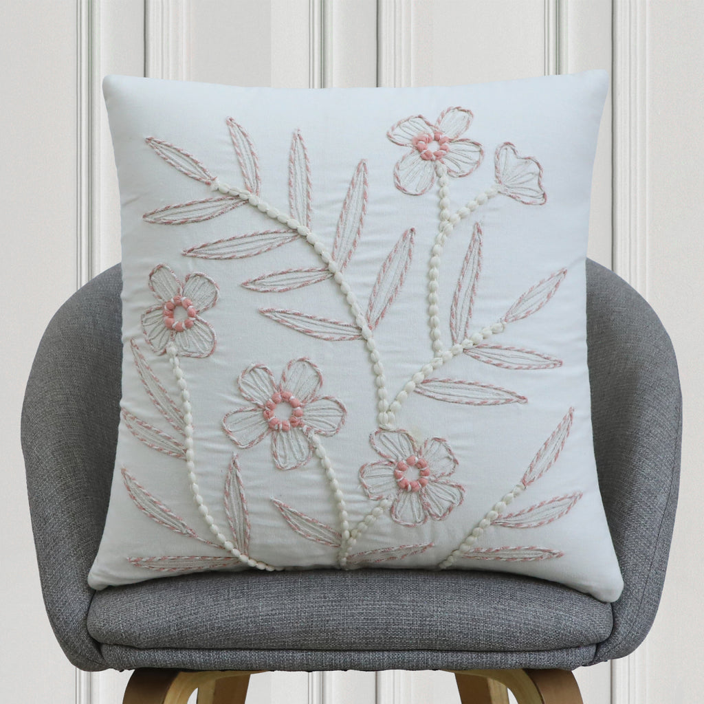 Wistora Floral Embroidered Cushion