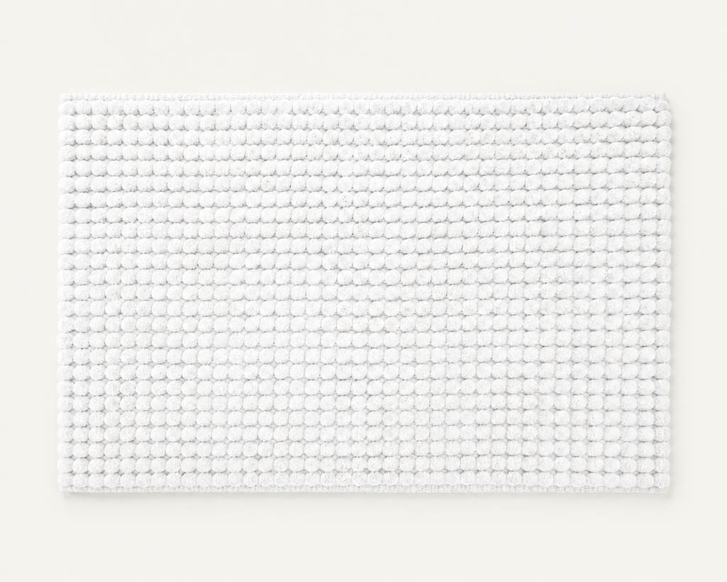 White Bobble Mélange Bath Mat Super Soft Textured Bathroom Rug
