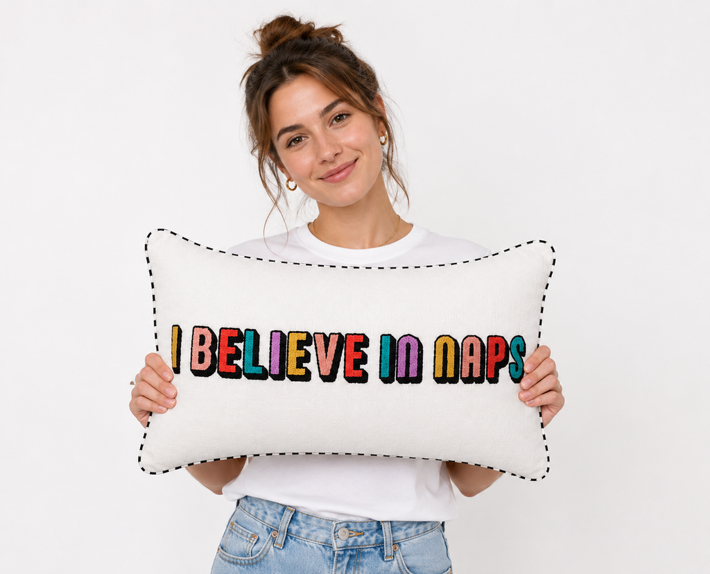I Believe in Naps Embroidered Cushion.