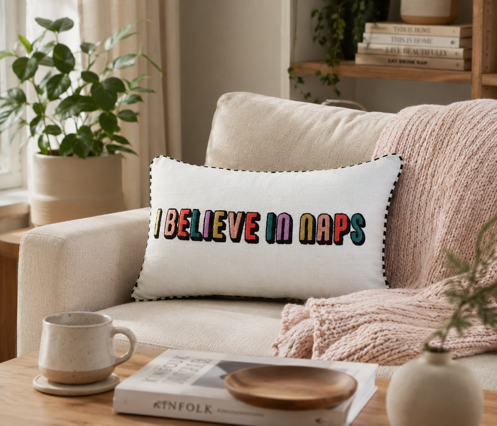 I Believe in Naps Embroidered Cushion.
