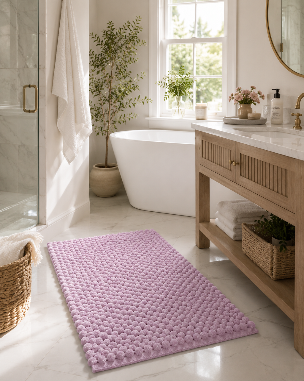 Bobble Mélange Pink Bath Mat