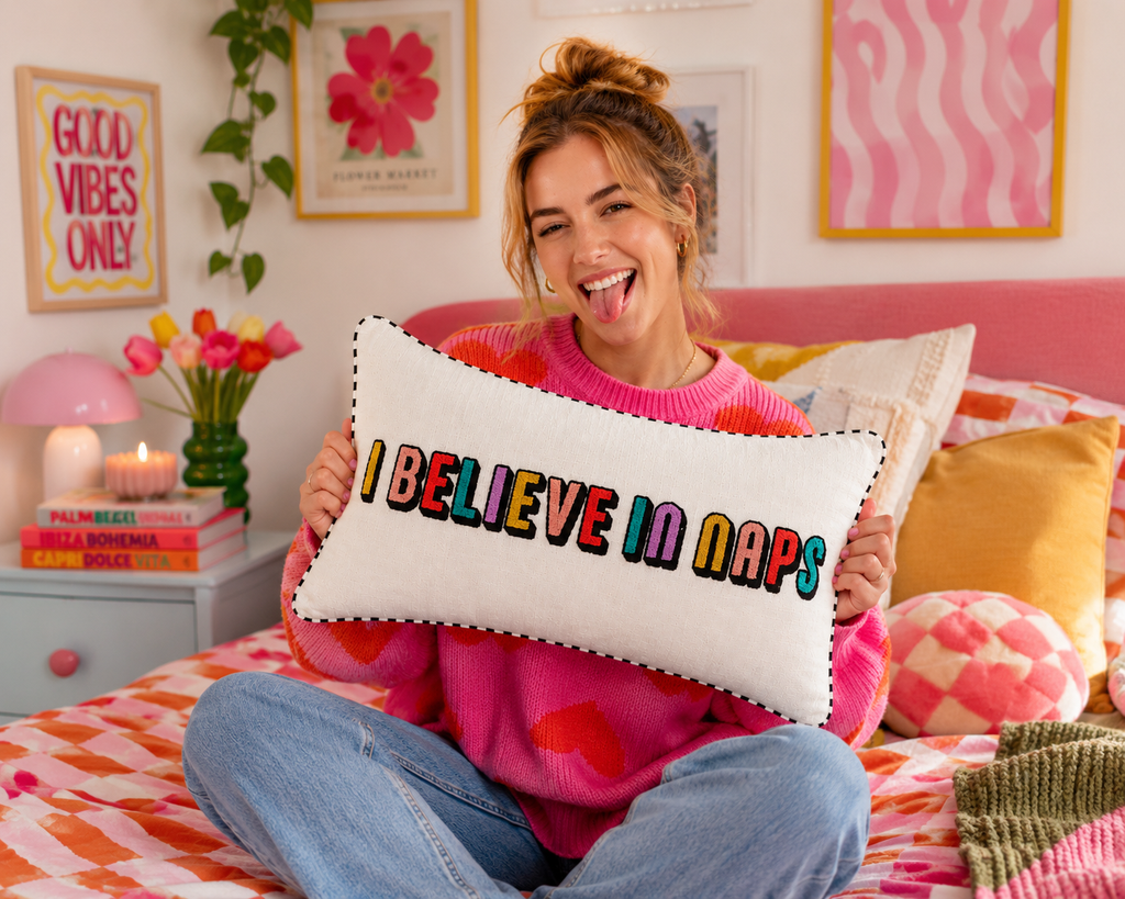 I Believe in Naps Embroidered Cushion.