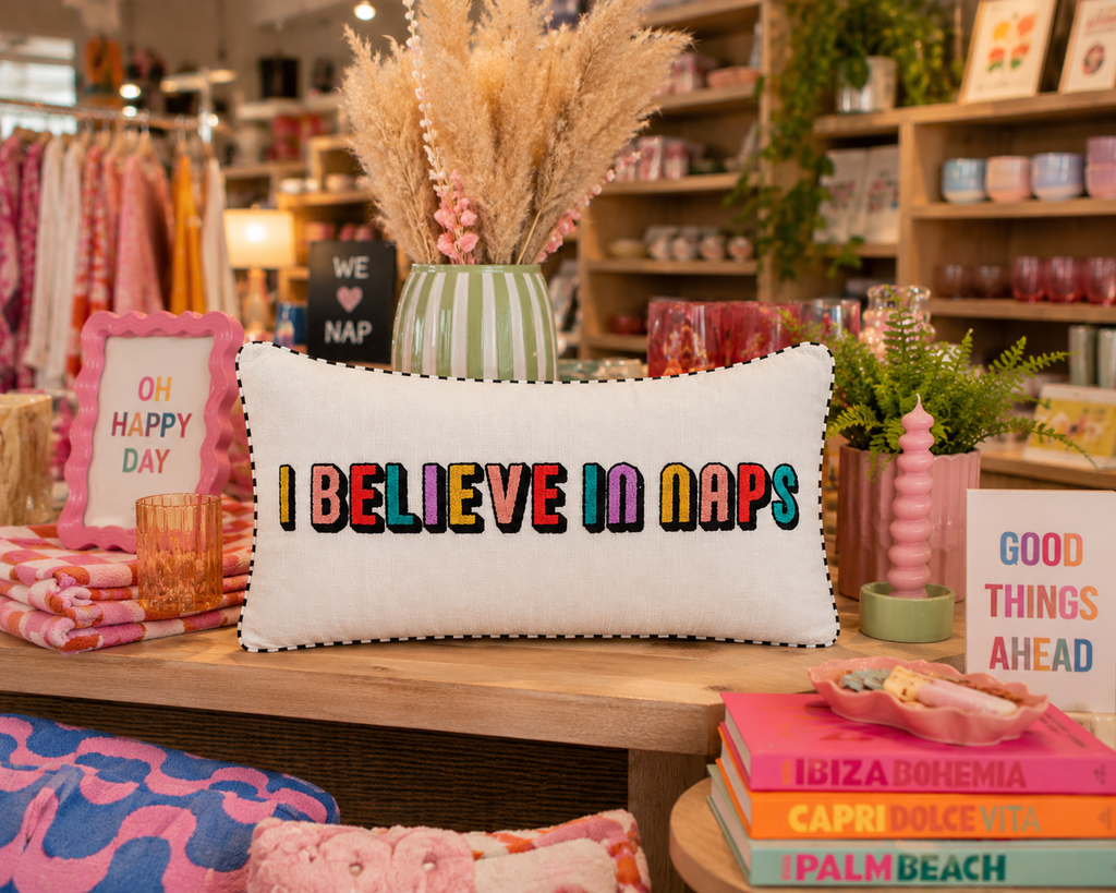 I Believe in Naps Embroidered Cushion.
