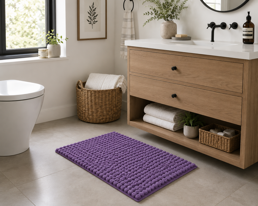Bobble Mélange Purple Bath Mat